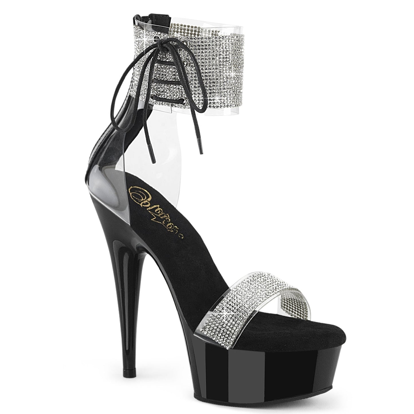 DELIGHT-627RS Pleaser Black 6 Inch Lap Dance Platform Shoes Clr-Blk Blk