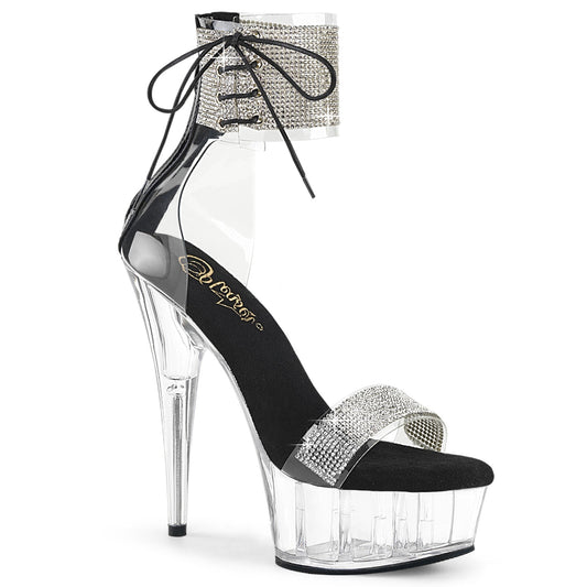 DELIGHT-627RS Pleaser Clear 6 Inch Glamour Platform Shoes Clr-Blk Clr