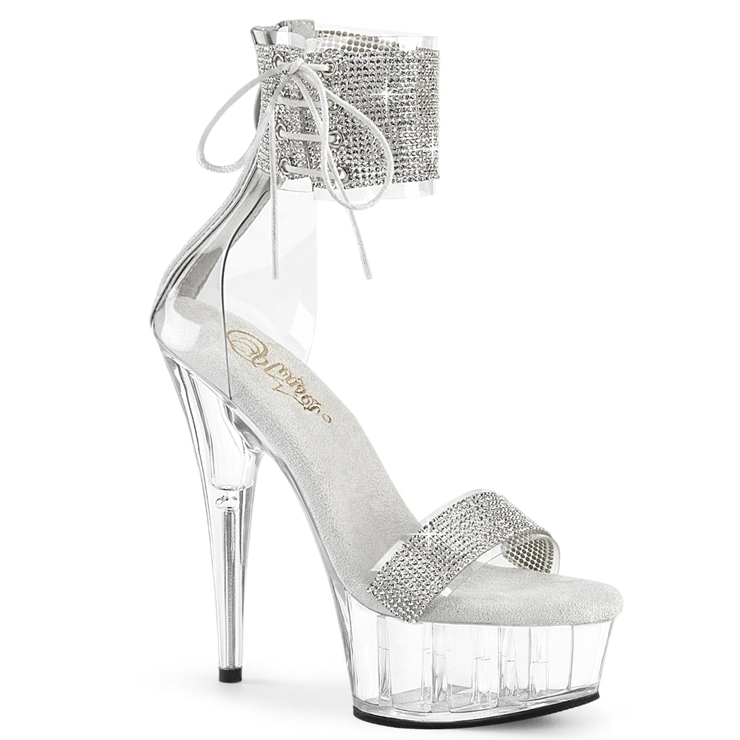 DELIGHT-627RS Pleaser Clear 6 Inch Fetish Dancer Platform Shoes Clr-Slv Clr