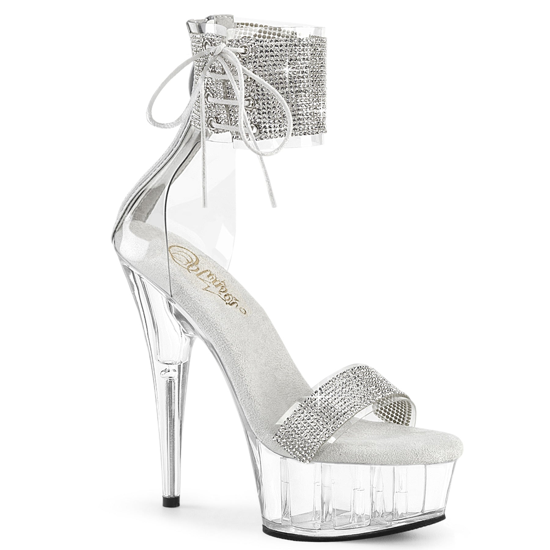DELIGHT-627RS Pleaser Clear 6 Inch Fetish Dancer Platform Shoes Clr-Slv Clr