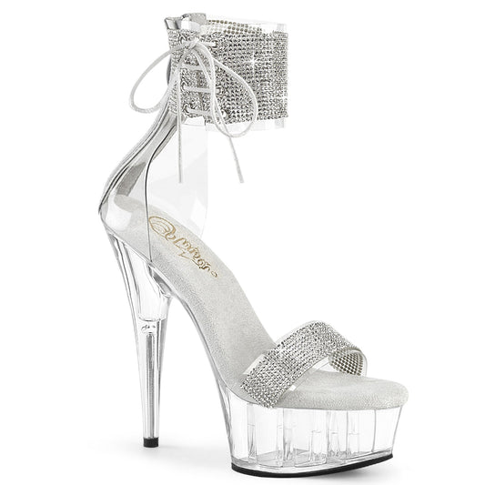 DELIGHT-627RS Pleaser Clear 6 Inch Fetish Dancer Platform Shoes Clr-Slv Clr