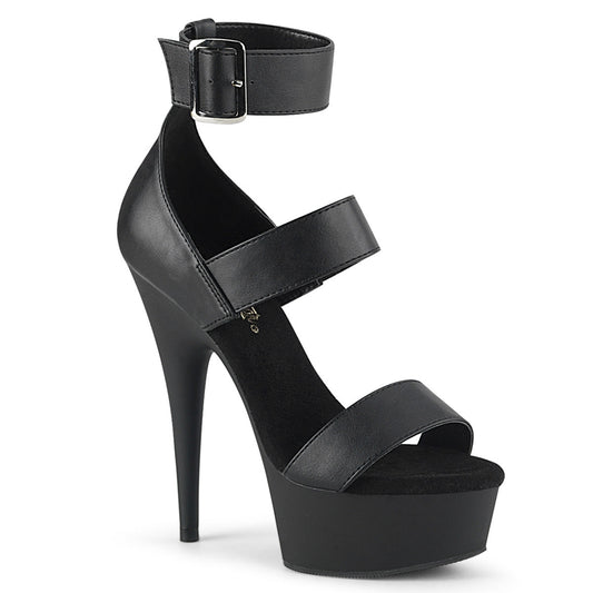 DELIGHT-629 Pleaser Black 6 Inch Pole Dance Platform Shoes Blk Faux Leather Blk Matte