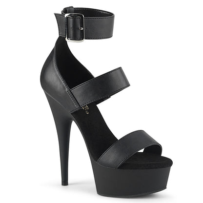 Pleaser DELIGHT-629 Black / Black Matte Open Toe Platform Sandals - 6 Inch Heels