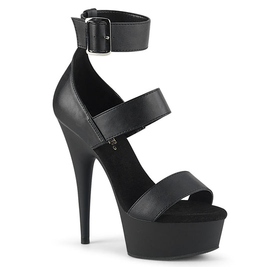 Pleaser DELIGHT-629 Black / Black Matte Open Toe Platform Sandals - 6 Inch Heels