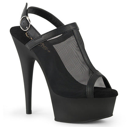 DELIGHT-636 Pleaser Black 6 Inch Strippers Platform Shoes Blk Faux Le-Mesh Blk Matte
