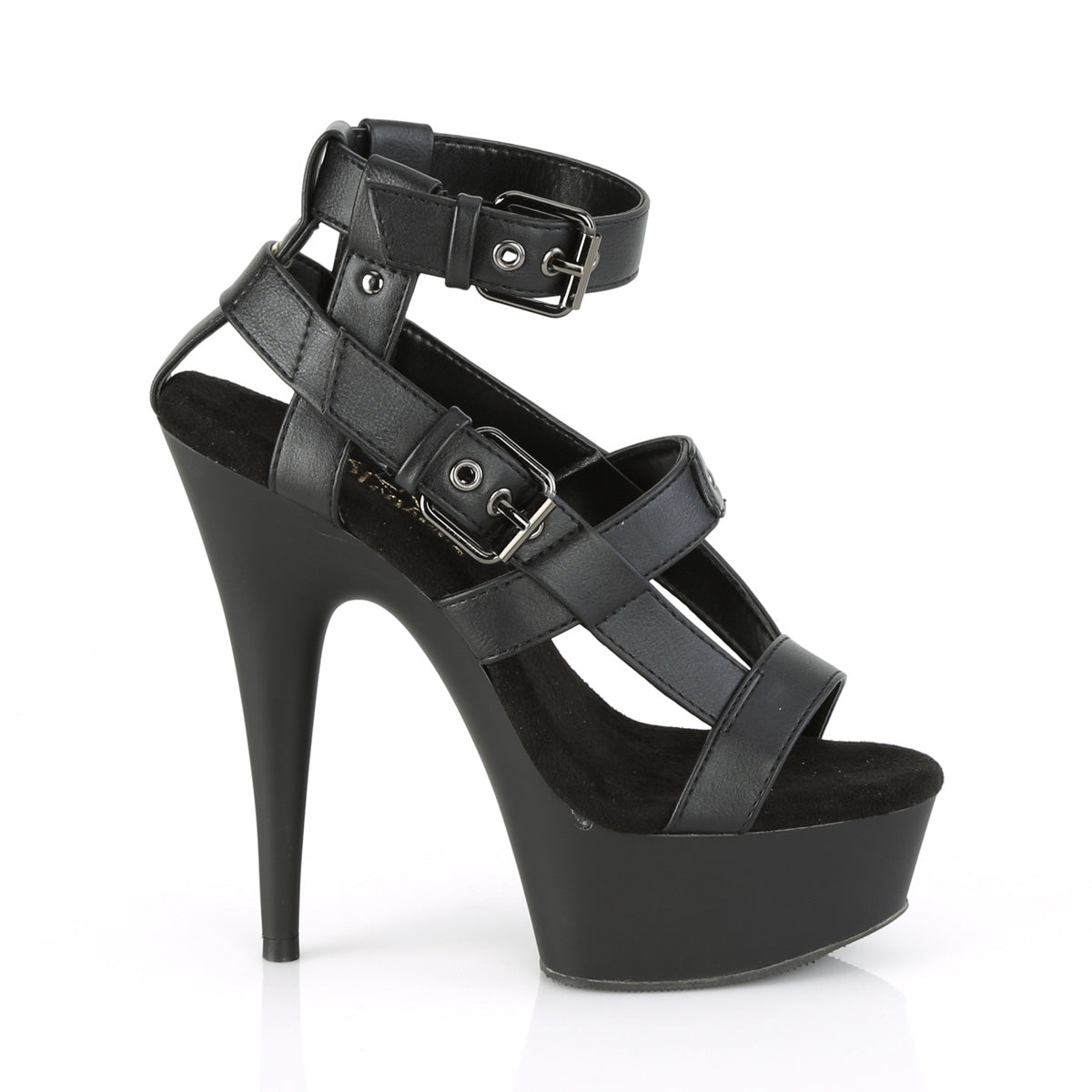 DELIGHT-637 Pleasers 6 Inch Heel Black Stripper Platform