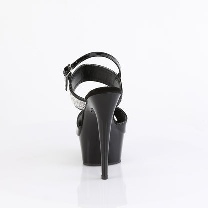 Pleaser DELIGHT-639 Black Rhinestone Platform Sandals - 6 Inch Heels