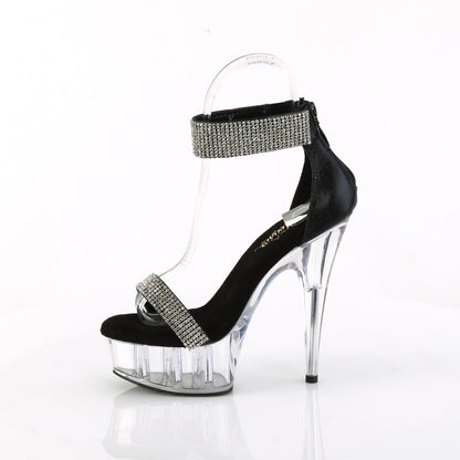 DELIGHT-641 Pleaser Black Fabric 6 Inch Pole Dance Platform Shoes