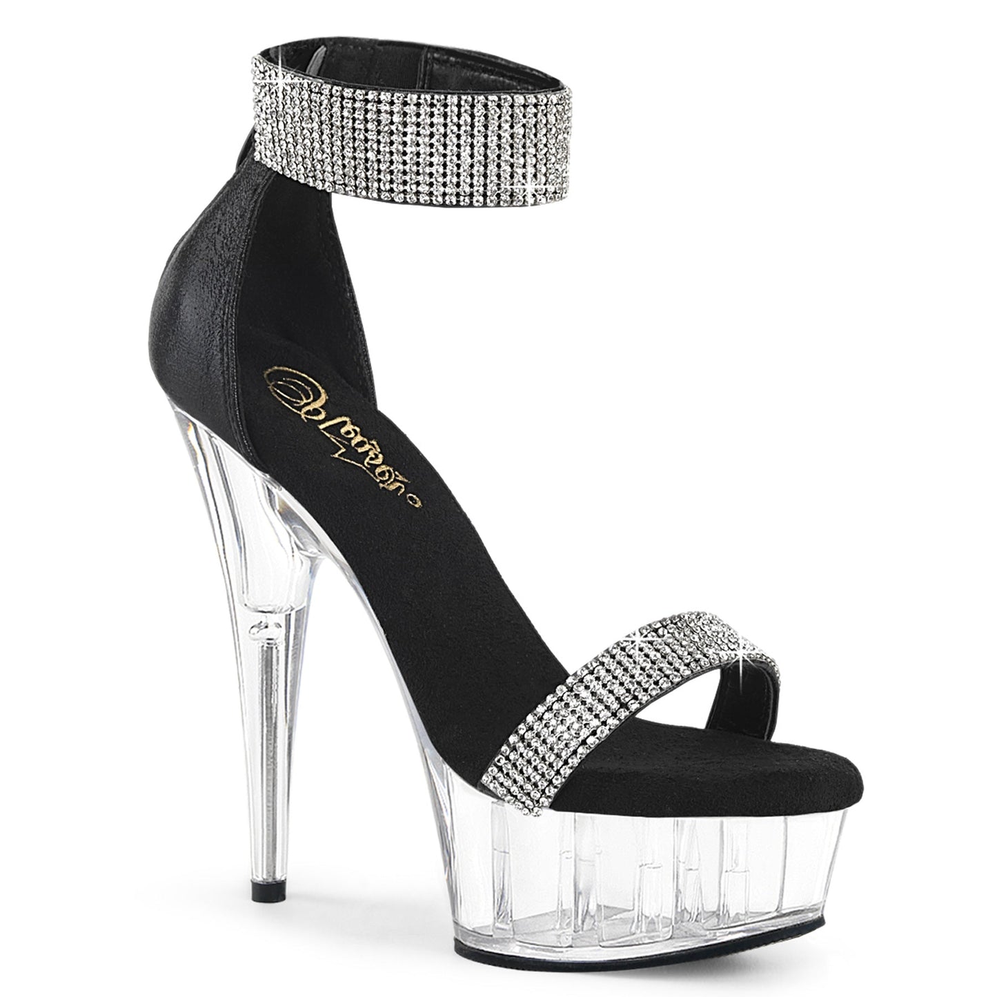 DELIGHT-641 Pleaser Black Fabric 6 Inch Pole Dance Platform Shoes