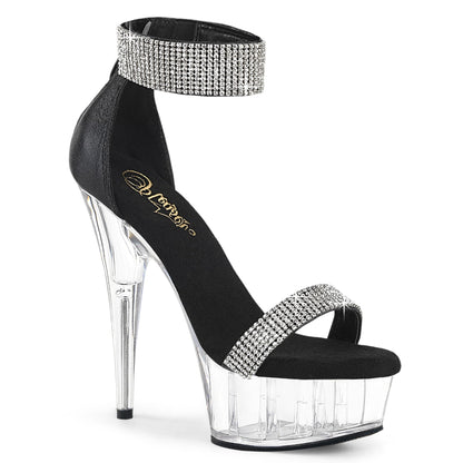 DELIGHT-641 Pleaser Black Fabric 6 Inch Pole Dance Platform Shoes