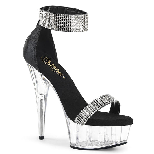 DELIGHT-641 Pleaser Black Fabric 6 Inch Pole Dance Platform Shoes