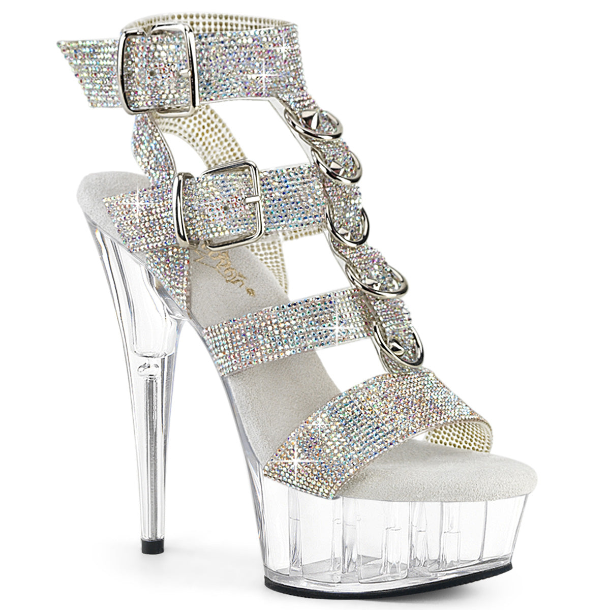 DELIGHT-656RS Pleaser Silver 6 Inch Exotic Dance Platform Shoes Slv AB RS-TPU Clr