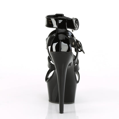Pleaser DELIGHT-658 Black Platform Sandals - 6 Inch Heels