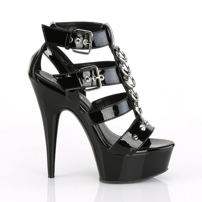 Pleaser DELIGHT-658 Black Platform Sandals - 6 Inch Heels