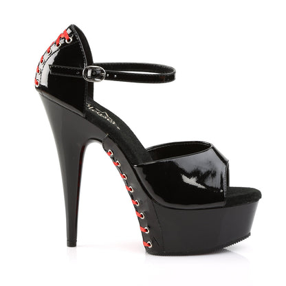 DELIGHT-660FH 6" Heel Black Patent (Red Lace) Exotic Dancing Shoe