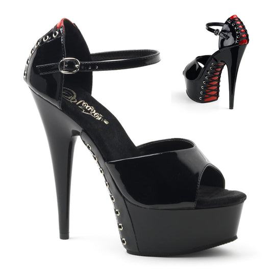 DELIGHT-660FH 6" Heel Black and Red  Stripper Platforms High Heels