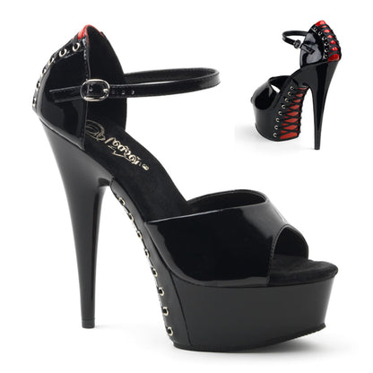 DELIGHT-660FH 6" Heel Black and Red  Stripper Platforms High Heels