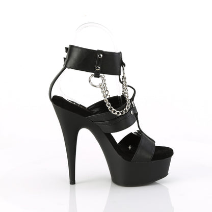 Pleaser DELIGHT-661 Black / Black Matte Platform Sandals - 6 Inch Heels