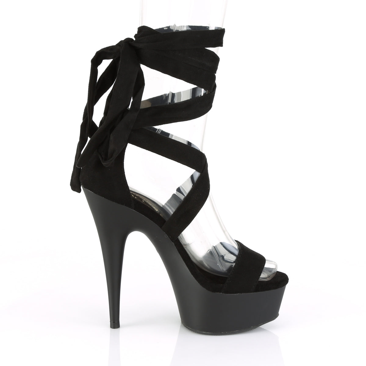 Pleaser DELIGHT-671 Black / Black Matte Platform Sandals - 6 Inch Heels