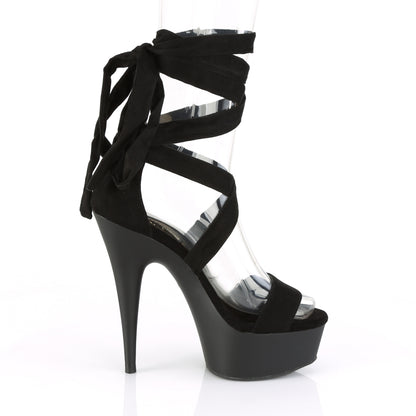 Pleaser DELIGHT-671 Black / Black Matte Platform Sandals - 6 Inch Heels