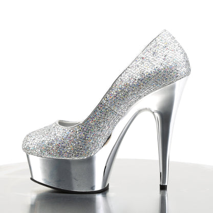 DELIGHT-685G 6" Heel Silver Glitter  Stripper Platforms High Heels