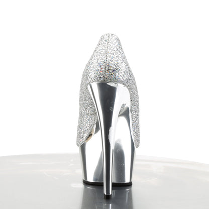 DELIGHT-685G 6" Heel Silver Glitter  Stripper Platforms High Heels