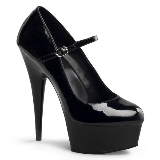 Pleaser DELIGHT-687 Black Platform Mary Jane Shoes - 6 Inch Heels