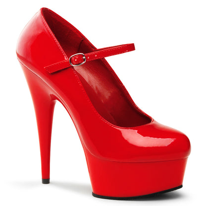 Pleaser DELIGHT-687 Red Platform Mary Jane Shoes - 6 Inch Heels Red