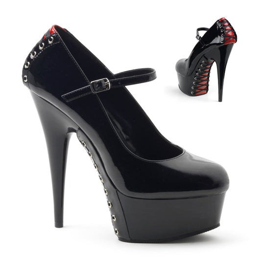 DELIGHT-687FH Pleaser Black Red 6 Inch Lap Dance Platform Shoes