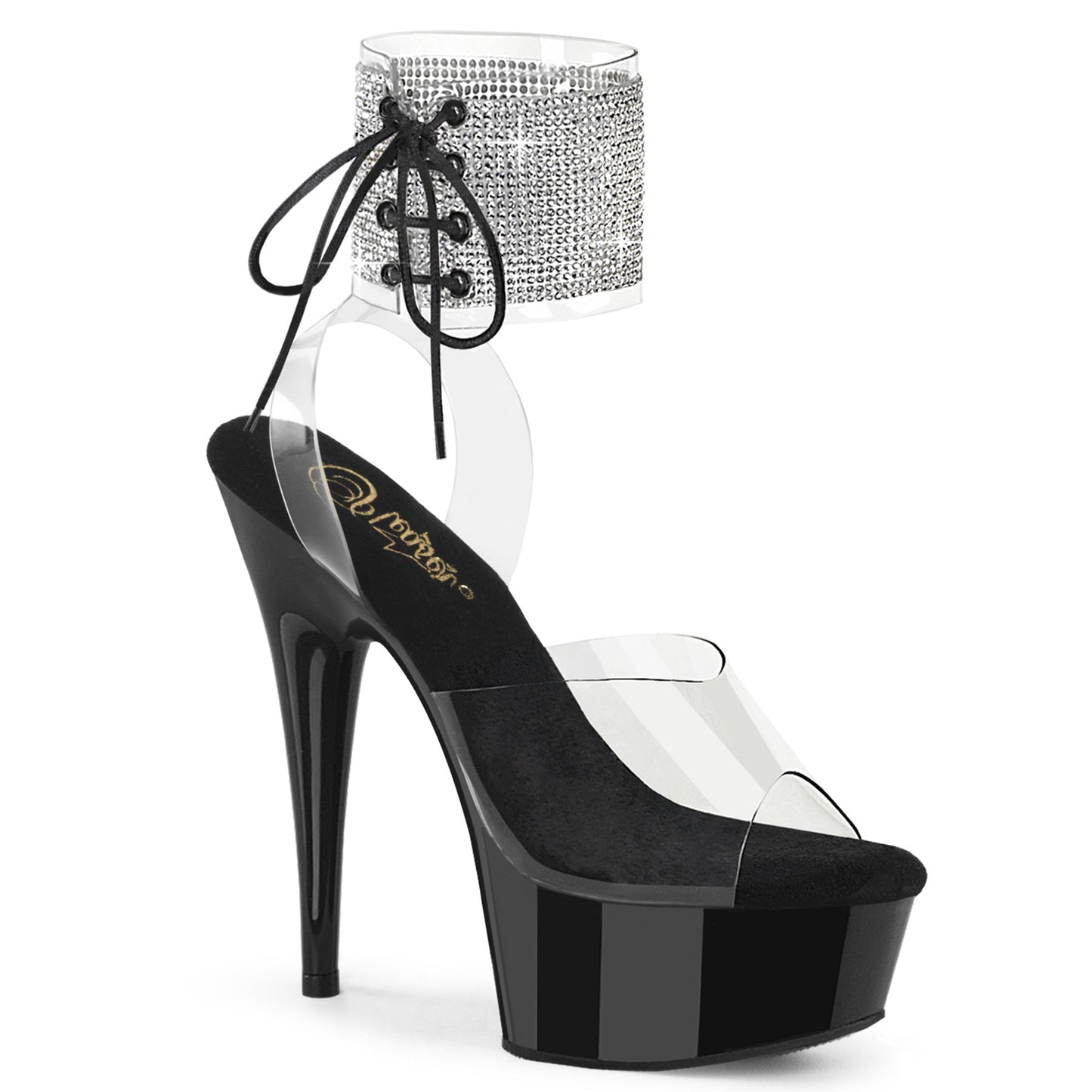 DELIGHT-691-2RS Pleaser Clear Black 6 Inch Glamour Platform Shoes Clr Blk