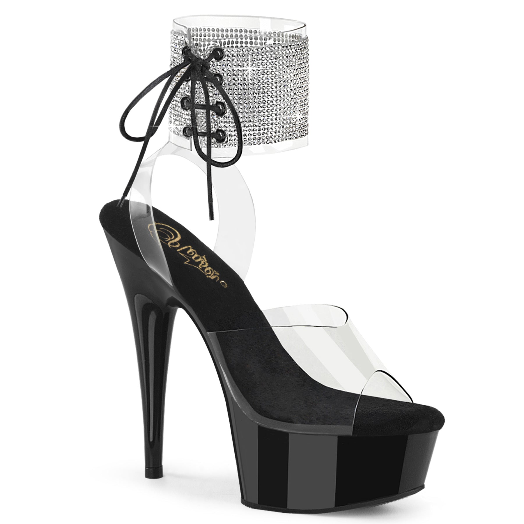 DELIGHT-691-2RS Pleaser Clear Black 6 Inch Glamour Platform Shoes Clr Blk