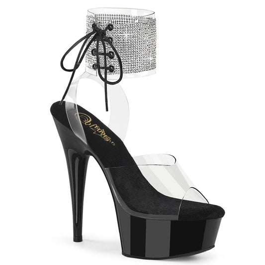 DELIGHT-691-2RS Pleaser Clear Black 6 Inch Glamour Platform Shoes Clr Blk