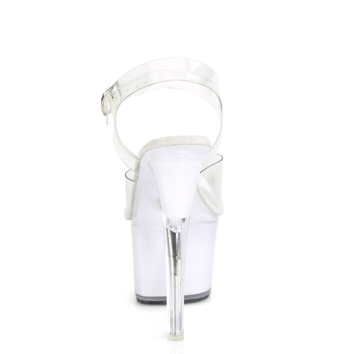 Pleaser DISCOLITE-708 Clear / White Glow Platform Sandals - 7 Inch Heels