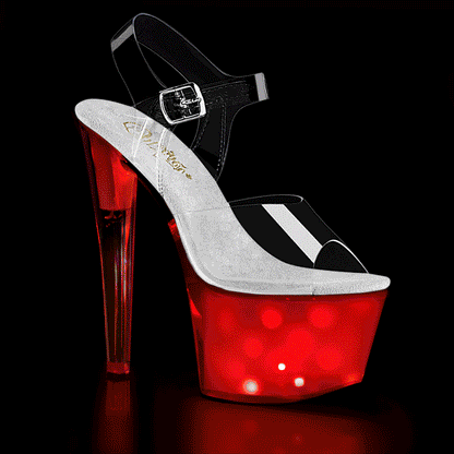 Pleaser DISCOLITE-708 Clear / White Glow Platform Sandals - 7 Inch Heels