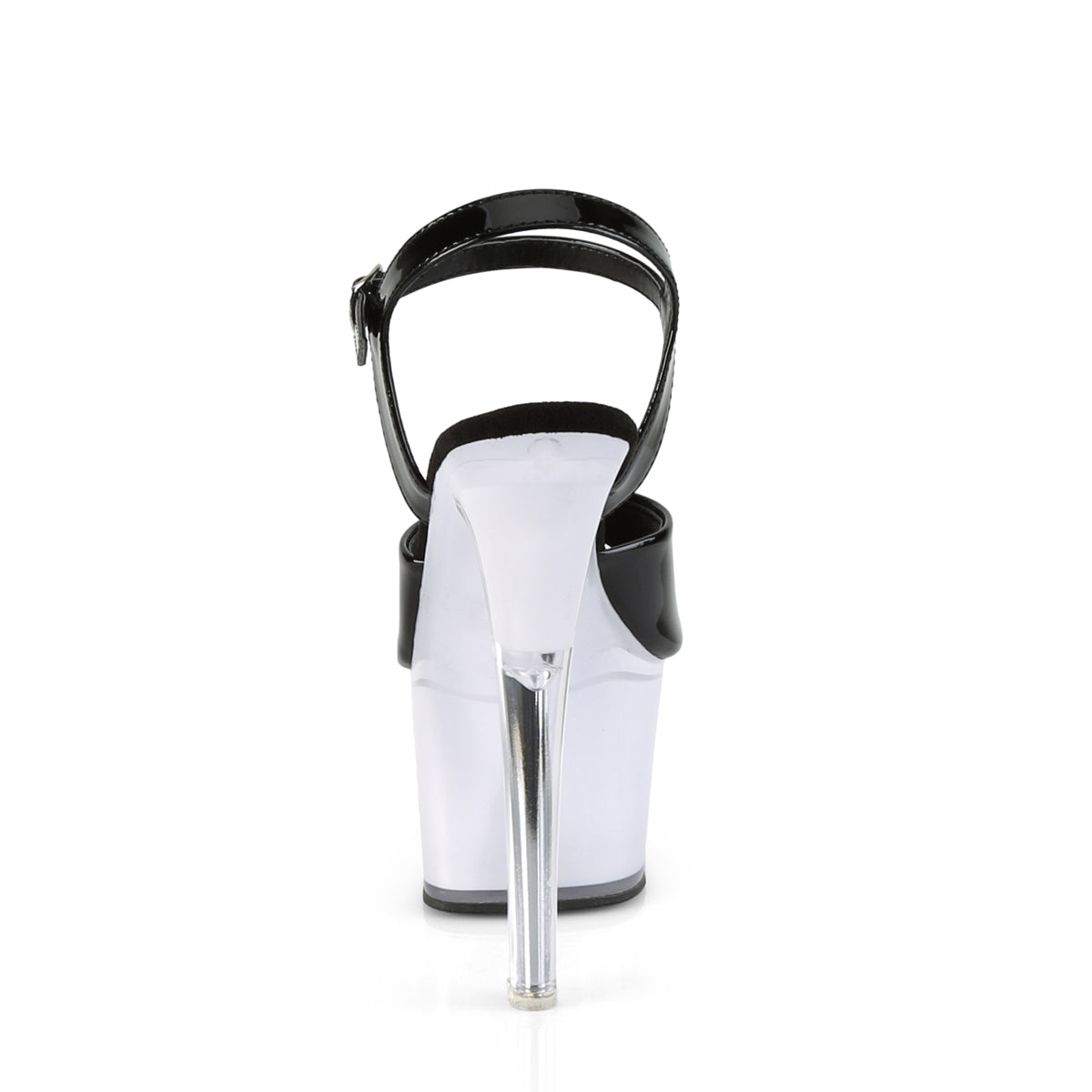 Pleaser DISCOLITE-709 Black / White Glow Platform Sandals - 7 Inch Heels