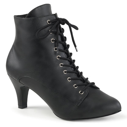 Pleaser Pink Label DIVINE-1020 Black Lace-Up Ankle Boots - 3 Inch Heels