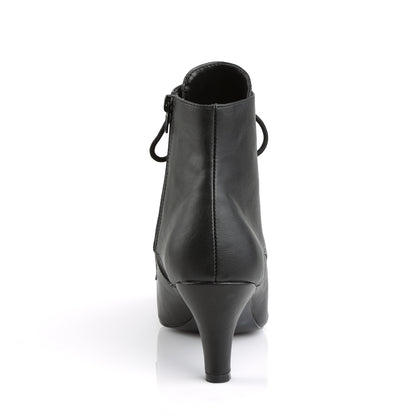 Pleaser Pink Label DIVINE-1020 Black Lace-Up Ankle Boots - 3 Inch Heels