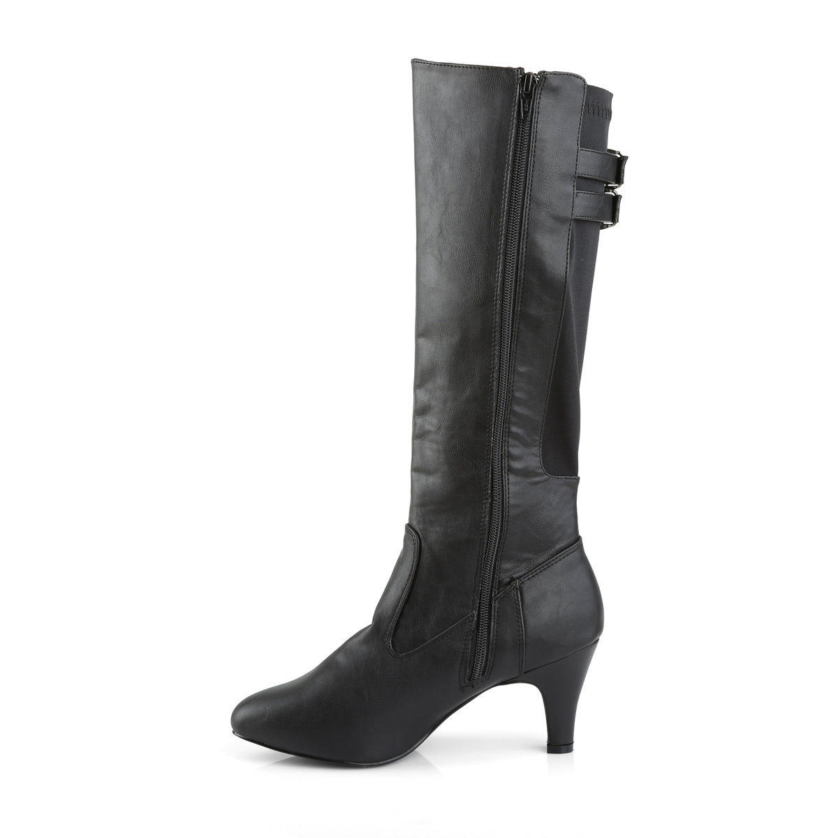 DIVINE-2018 Pleaser Pink Label Black 3 Inch Sexy Knee High Boots