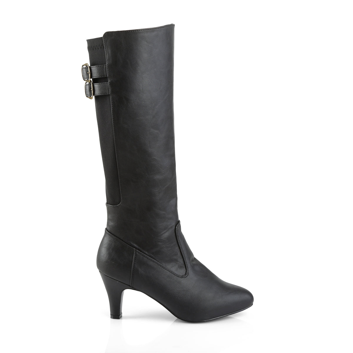 DIVINE-2018 Pleaser Pink Label Black 3 Inch Sexy Knee High Boots