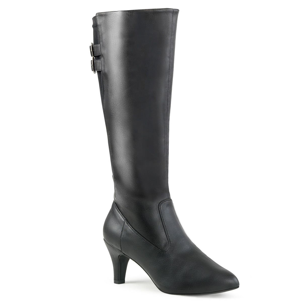 DIVINE-2018 Pleaser Pink Label Black 3 Inch Sexy Knee High Boots Blk Faux Leather