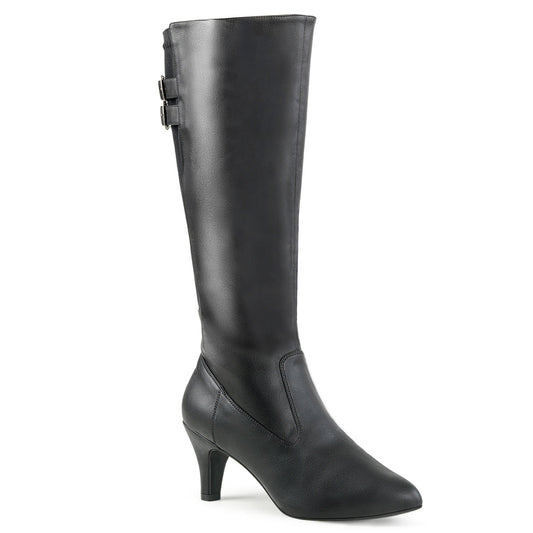 DIVINE-2018 Pleaser Pink Label Black 3 Inch Sexy Knee High Boots Blk Faux Leather