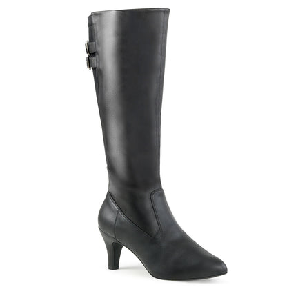 DIVINE-2018 Pleaser Pink Label Black 3 Inch Sexy Knee High Boots