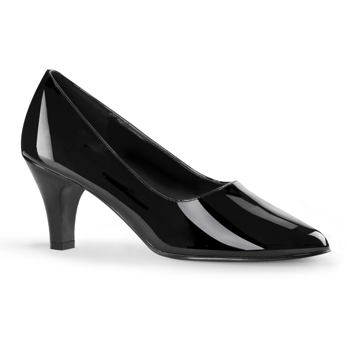 DIVINE-420 Pleaser Pink Label Black 3 Inch Exotic Ladies Heels Blk Pat
