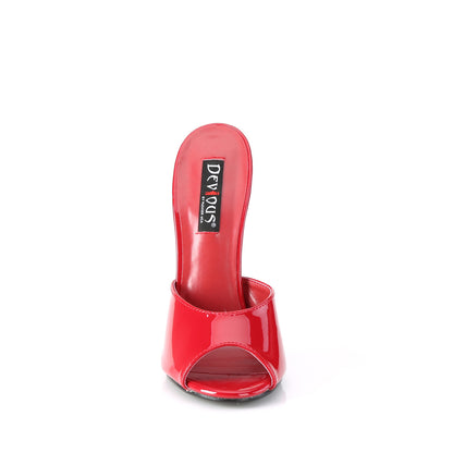Devious DOMINA-101 Red Peep Toe Mules - 6 Inch Heels
