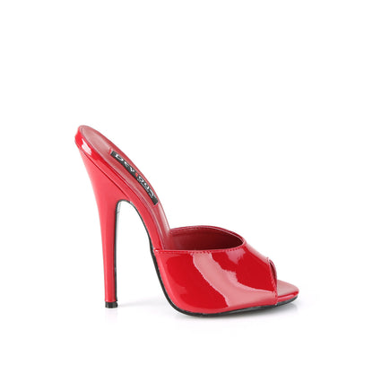 Devious DOMINA-101 Red Peep Toe Mules - 6 Inch Heels
