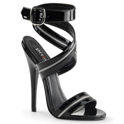 DOMINA-119 Devious Black 6 Inch Fetish Heels Black Patent