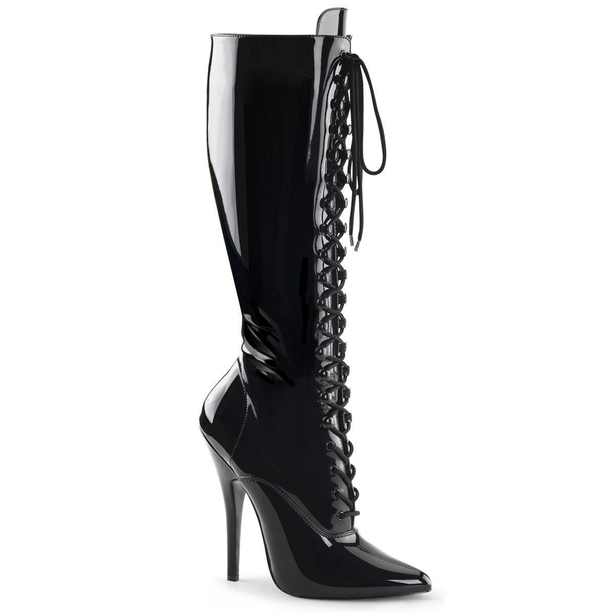 DOMINA-2020 Devious Fetish Heels 6 Inch Black Erotic Knee High Boots