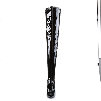 domina 3000 devious fetish shoes 6 inch plain stretch thigh high length boots side zip