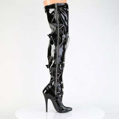 Devious DOMINA-3027 Black Thigh High Boots - 6 Inch Heels