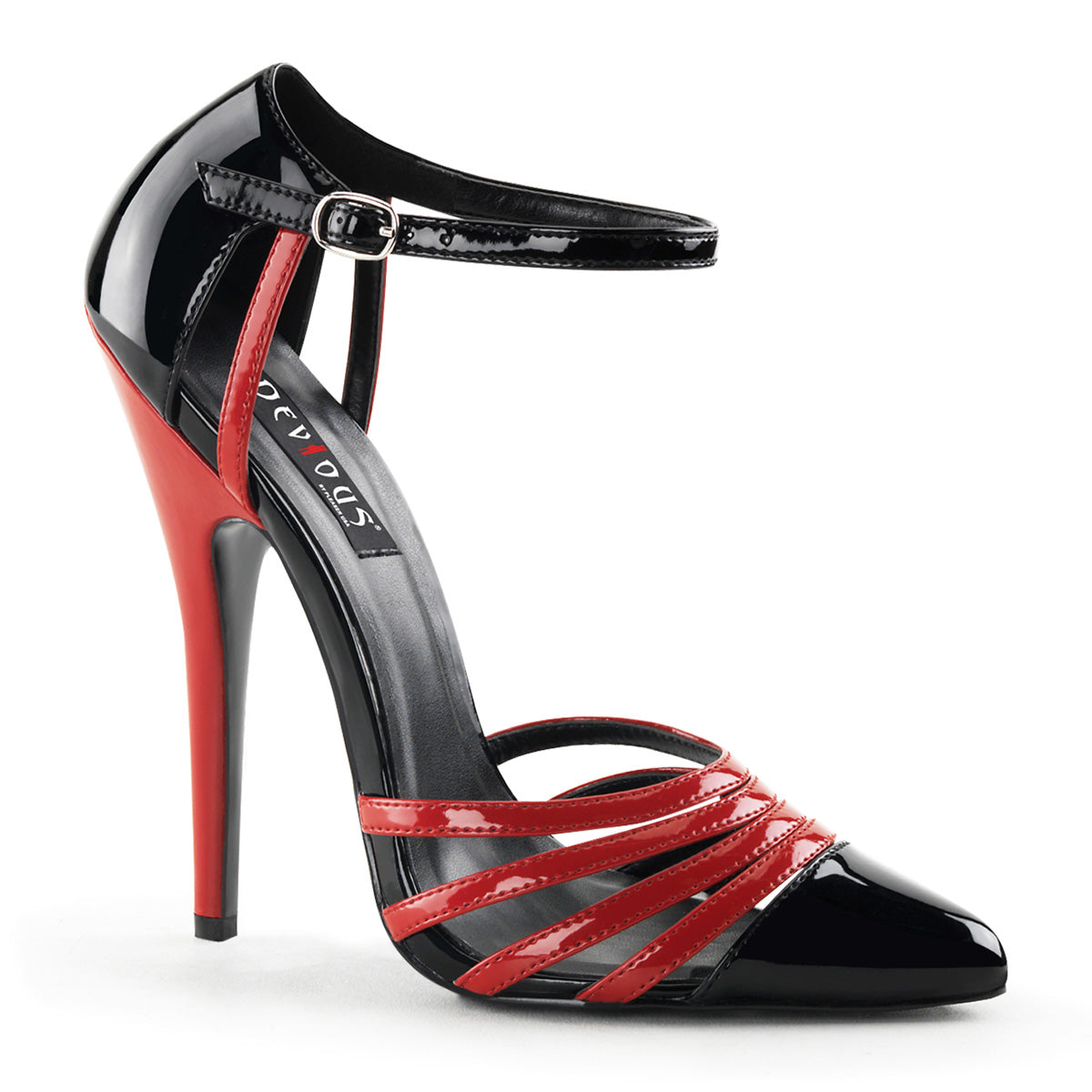 DOMINA-412 Devious Black Red 6 Inch Fetish Heels